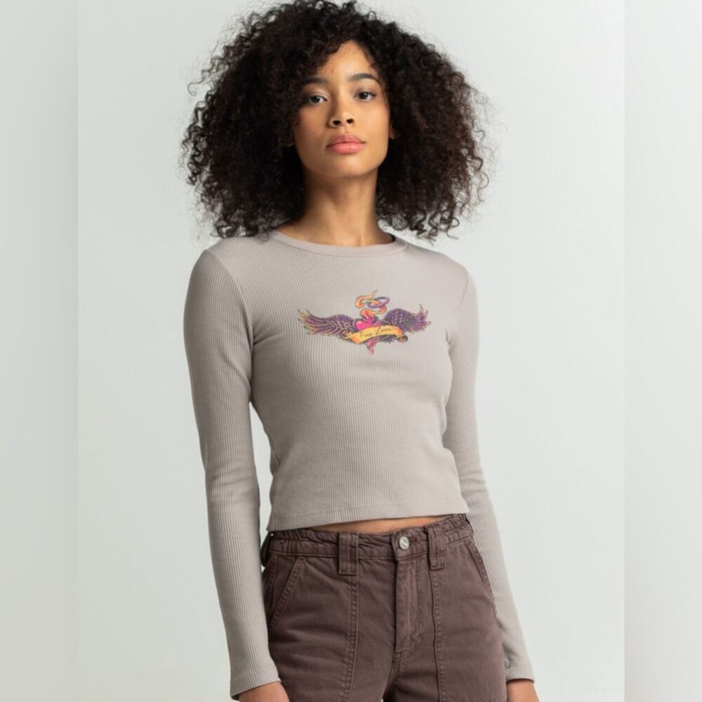 URBAN OUTFITTERS BDG | Waffle Knit Graphic Thermal Long Sleeve Top | Large - Picture 2 of 8